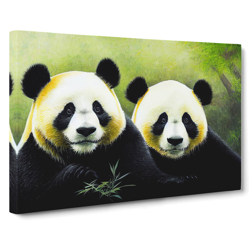 XXX-H1022-WF-8396X Striking Pandas - Wrapped Canvas Print, 35cm H x 50cm W x 3cm D