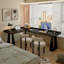 Bureau en bois massif noir en forme de L + fer-538557675-538557668