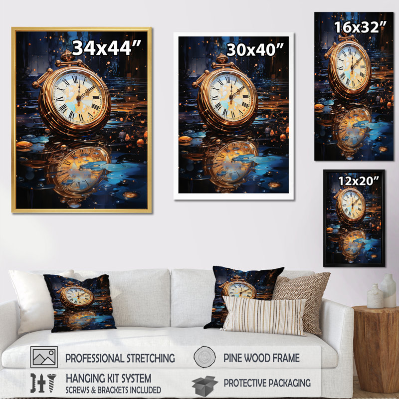 «Watch Timeless Reflections Pointillism I», reproduction sur toile, Cadre simple noir, H 44 po x l 34 po x P 1,5 po