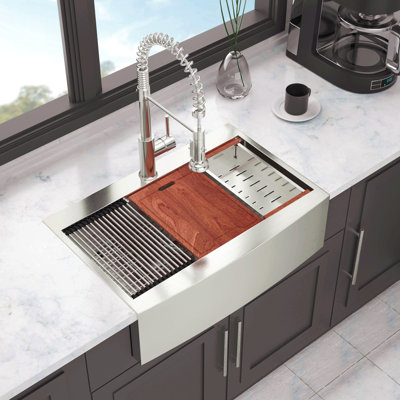 36 Drop In Farmhouse Sink Workstation - 36*22*10 Inch Kitchen Sink Stainless Steel 16 Gauge Topmount Apron Front Kitchen Sink