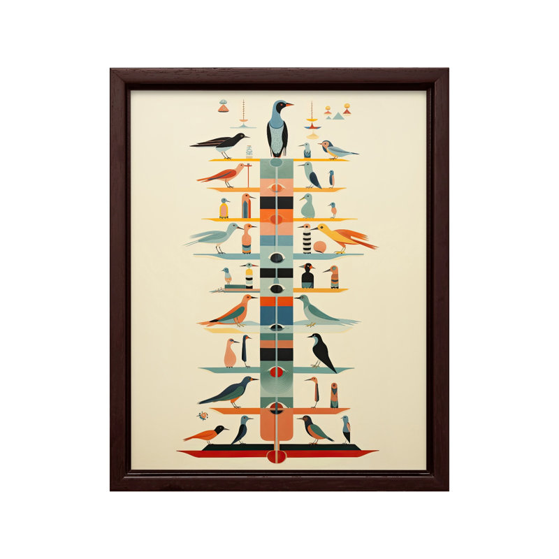 Tour des oiseaux, Canvas, 24"H x 32"W, Brown Framed