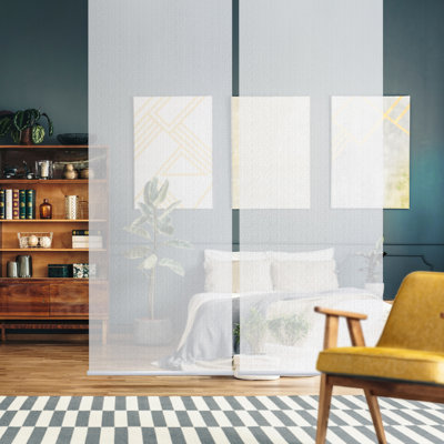 Fruge 36''W x 96''H, 2-Panel Hanging Room Divider, Hanging Panel Screen for Home, Office, Modern Knit, Pack of 2, Mist