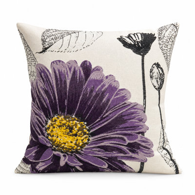 Housse et insert de coussin carré brodé de fleurs