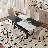 Table And Chair Set.71*35.4 Inch  And  Spliced Dining Table With Storage Function In The Middle Of The Table Legs.Paired With 6  Artificial PU Chairs With Curved Widened Cushion Design.-1168618681-1162334863