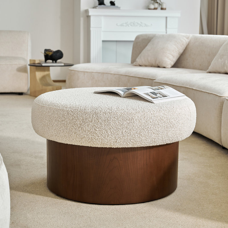 32.3" Round Storage Upholstered Cocktail Ottoman