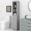Armoire de salle de bain grise autoportante avec tiroir et tablette réglable pour un rangement pratique