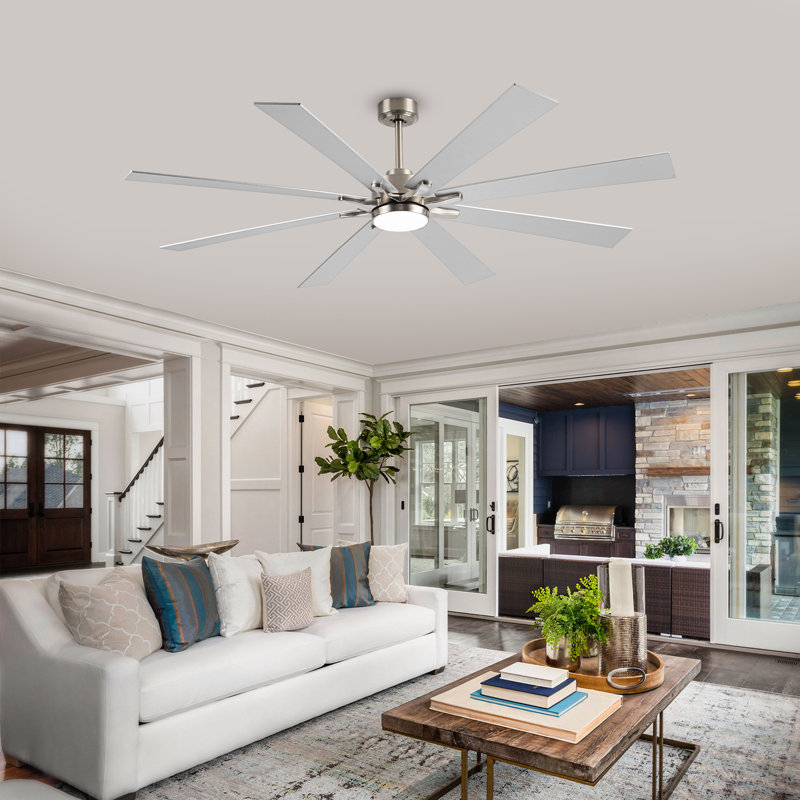Ventilateur de plafond avec lumières DEL Delanei, Nickel, 62"