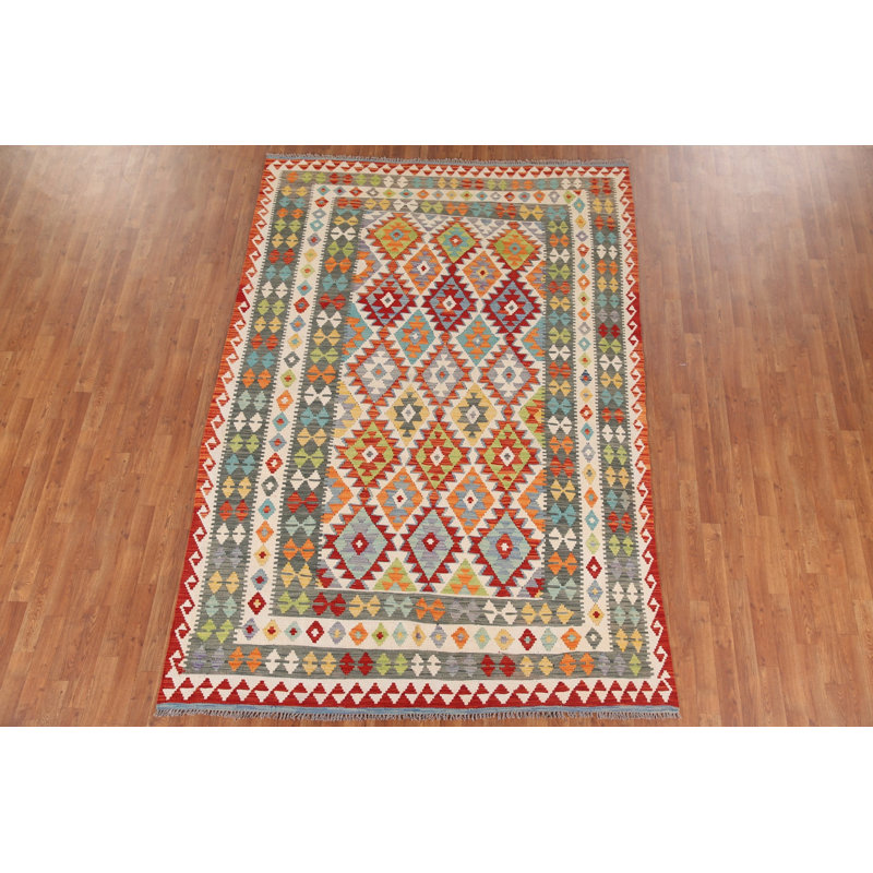 Tapis réversible en laine Kilim 7 x 7