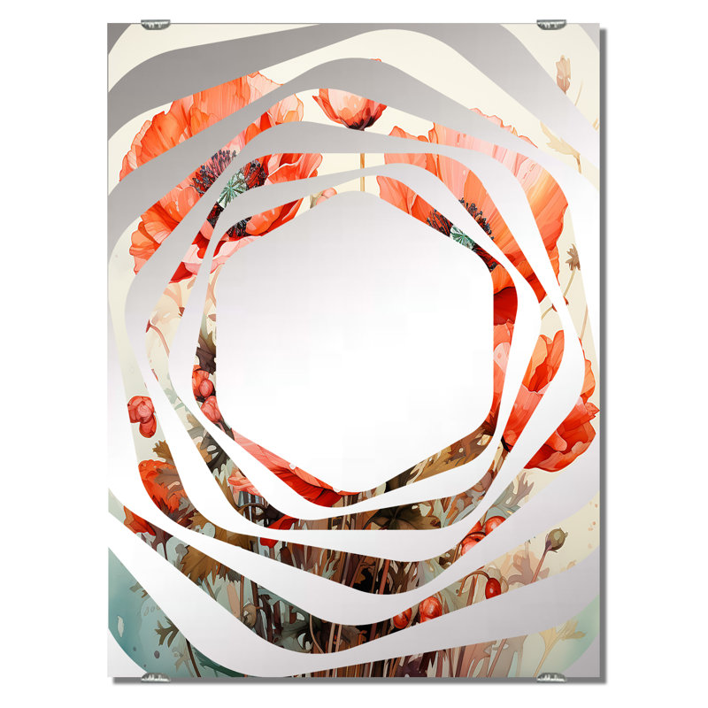 Powers - Miroir mural décoratif coquelicot MIR141651, 32 po x 24 po