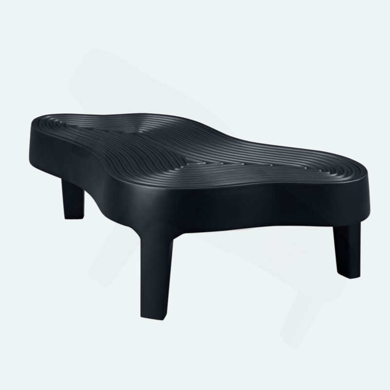 Matte Black Fiberglass Irregular Lift-Top Coffee Table