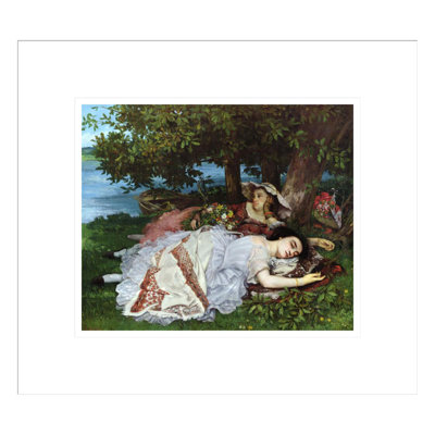 Girls on the Banks of the Seine by Gustave Courbet -Framed Giclee Print