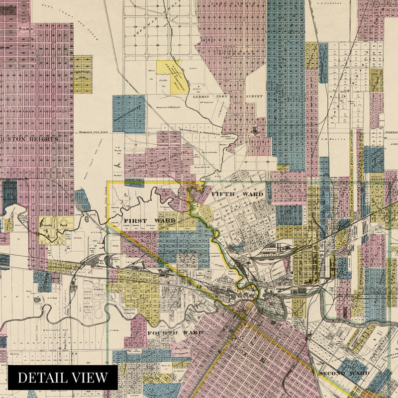" 1895 Houston City Map ", 24'' W x 24'' H