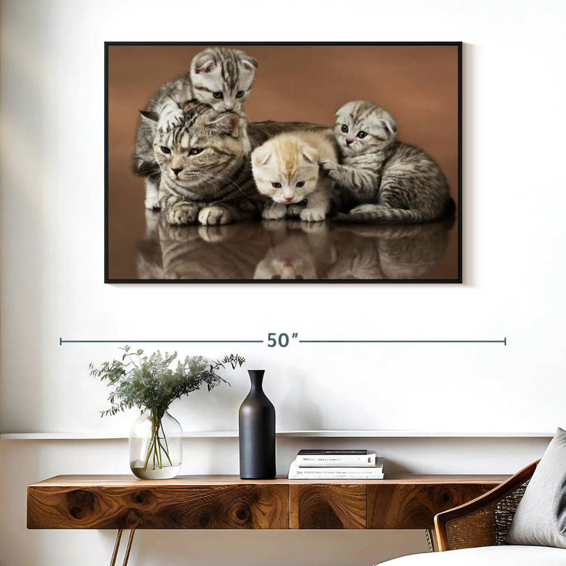 Famille de chats, Cadre flottant noir, 40 po x 27 po