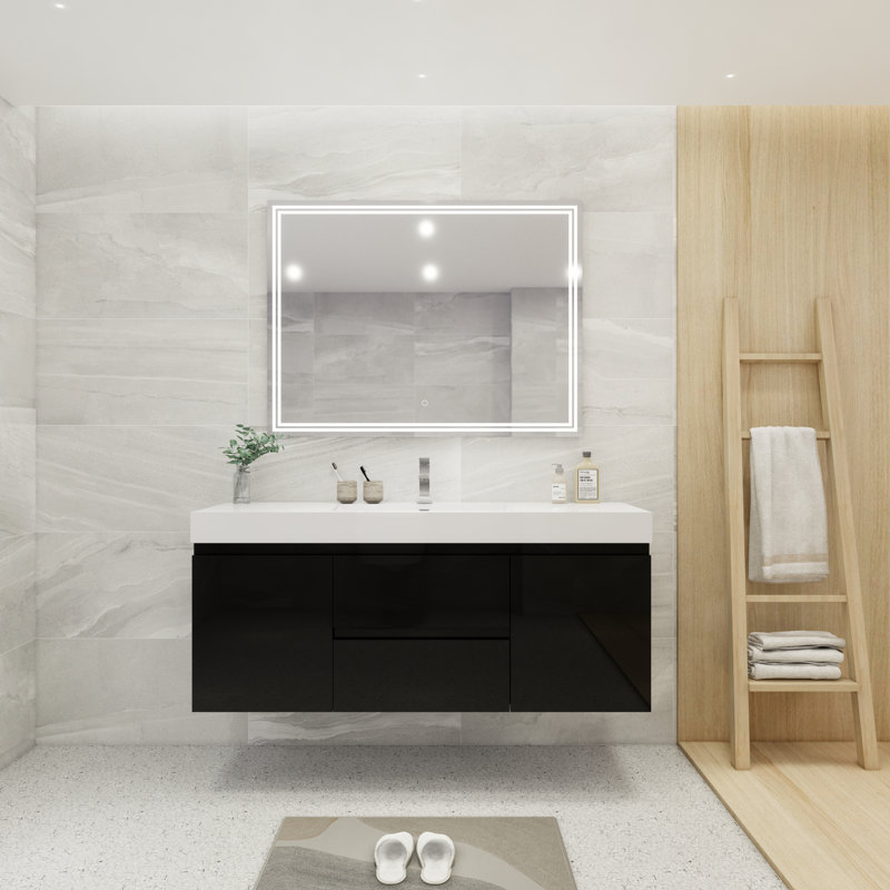 Ensemble de meuble-lavabo simple 60 po Carny, Noir très lustré