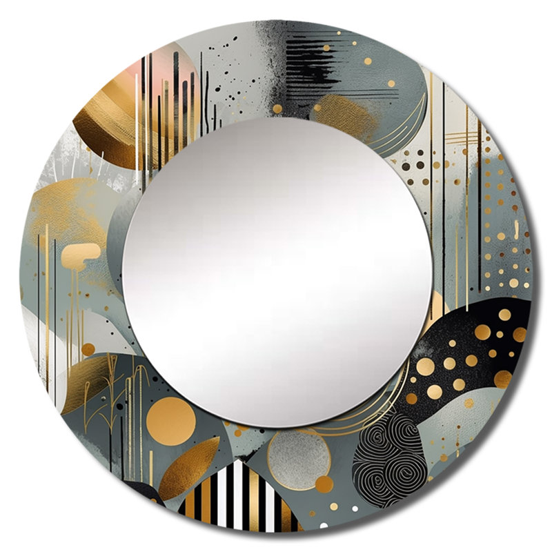 Oramsy Soft Colors Marble Abstract V - grand miroir mural en marbre, miroir rond moderne unique, impression d'art en métal