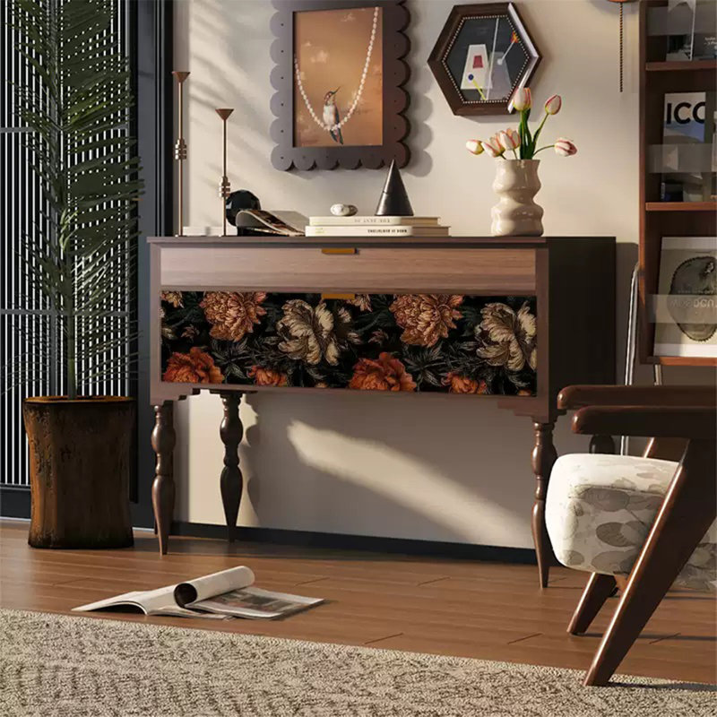 Console rétro avec tiroirs Creative, Brun