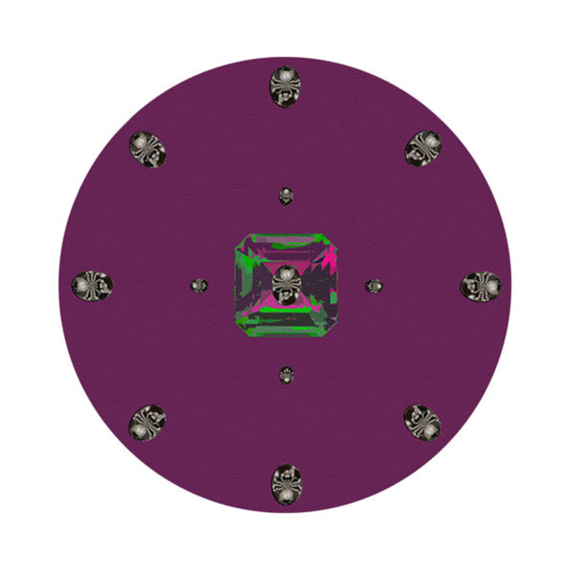 Asscher Vegan Leather Round Pebble Placemat, Purple Rain