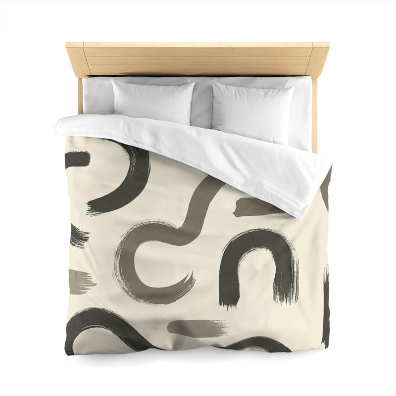 Microfiber Duvet Cover Boho Style, Design 70, Queen Duvet Cover, White