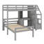 Lit mezzanine en bois avec lit autonome, escalier de rangement, bureau, tablettes et tiroirs-958062585