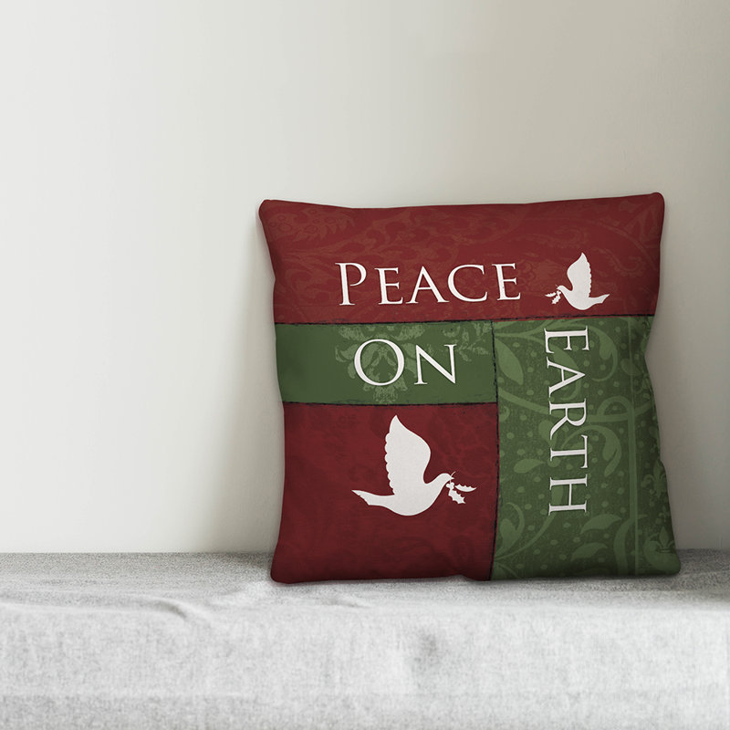  Housse de coussin Peace of Earth, 18 po x 18 po, Polyester/ Bourre en polyester