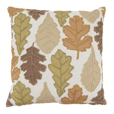 Housse de coussin brodée à motif de feuilles d'automne brodées - Housse de coussin décoratif botanique d'automne