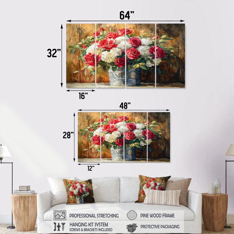 Carrolltown - Assortiment de bouquets muraux - Ensemble d'art mural traditionnel, 4, H 32 po x l 64 po