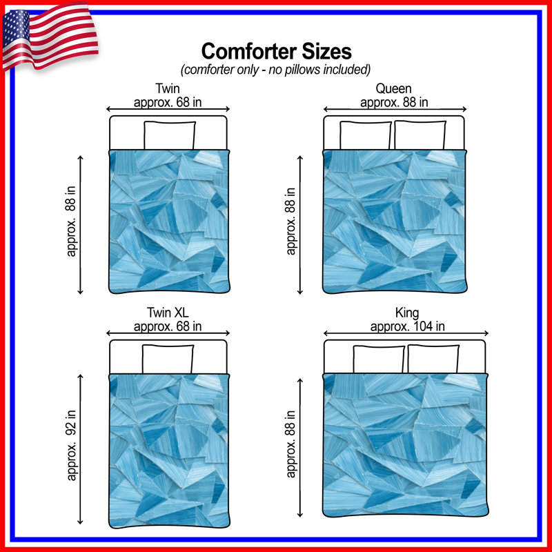 Blue Triangular Shapes Comforter, Twin