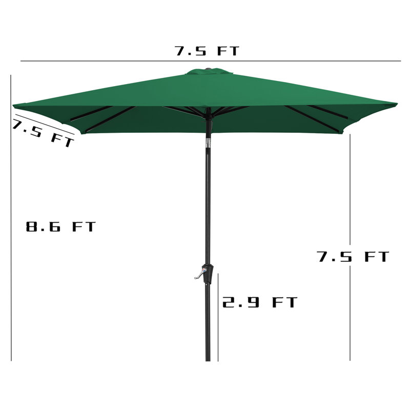 Parasol carré 7,5 x 7,5 pi, Vert foncé