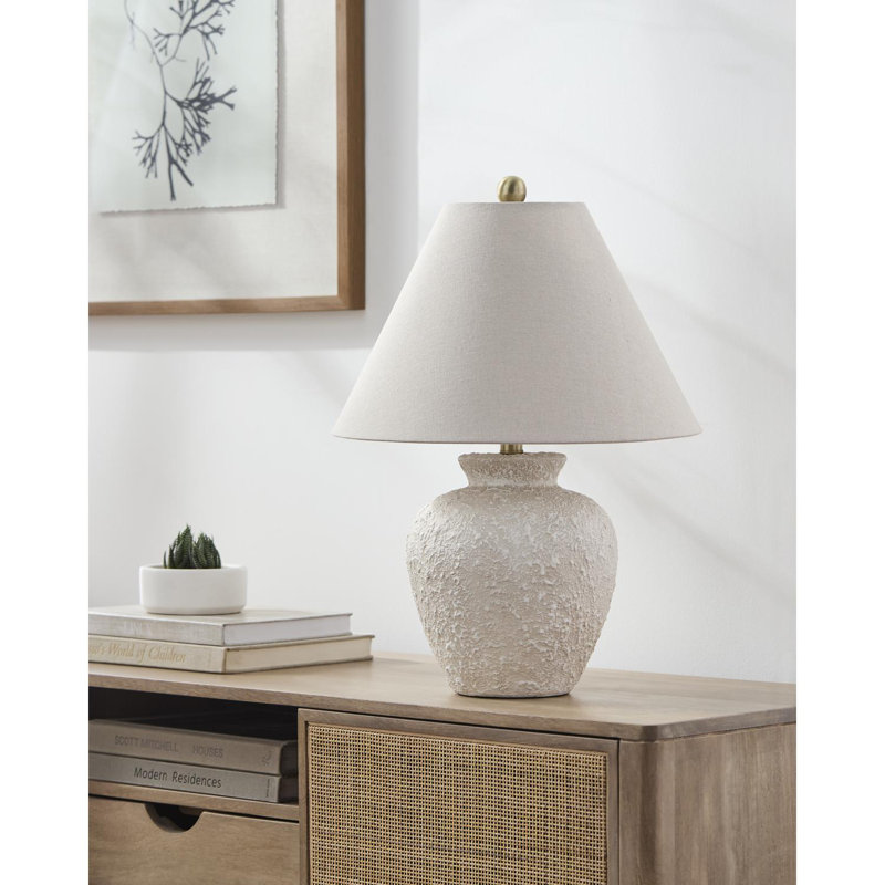 Lampe de table Calico, Finition crème / ombre naturelle