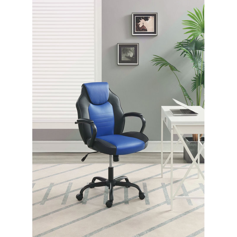 Chaise de bureau en similicuir, Bleu