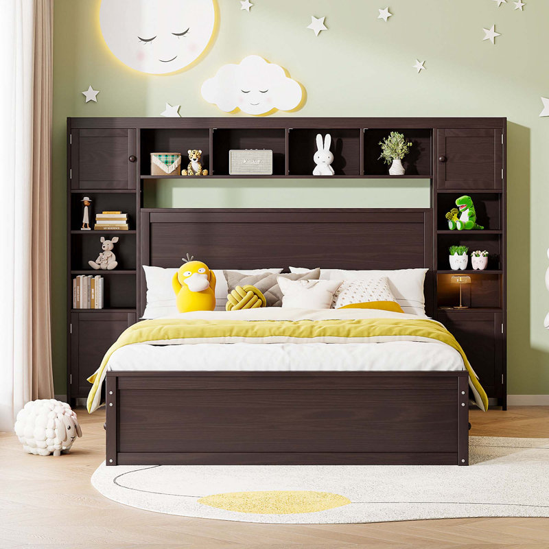Lit en bois avec douilles, Espresso