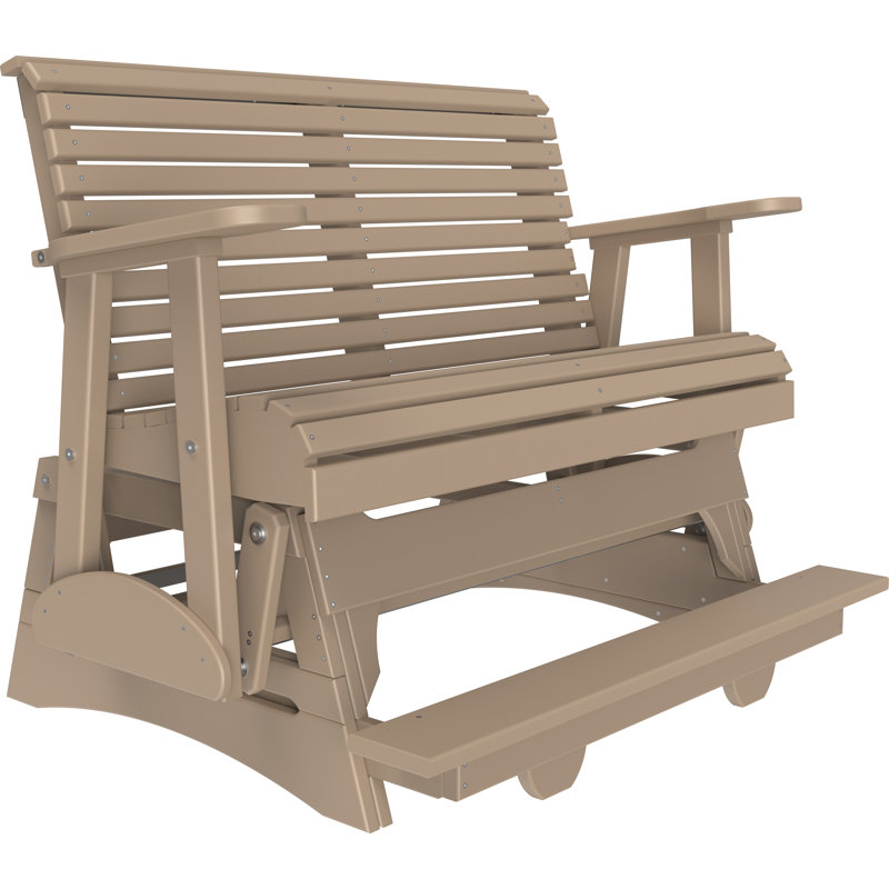 Banc d'extérieur coulissant en polywood, Bois patiné