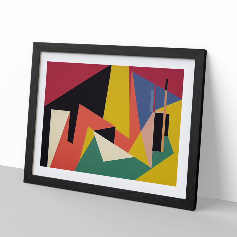 XH1022-8692X Suprematism Modern Art Vol.3 Abstract - Single Picture Frame Painting, Black, 46cm H x 64cm W x 2cm D