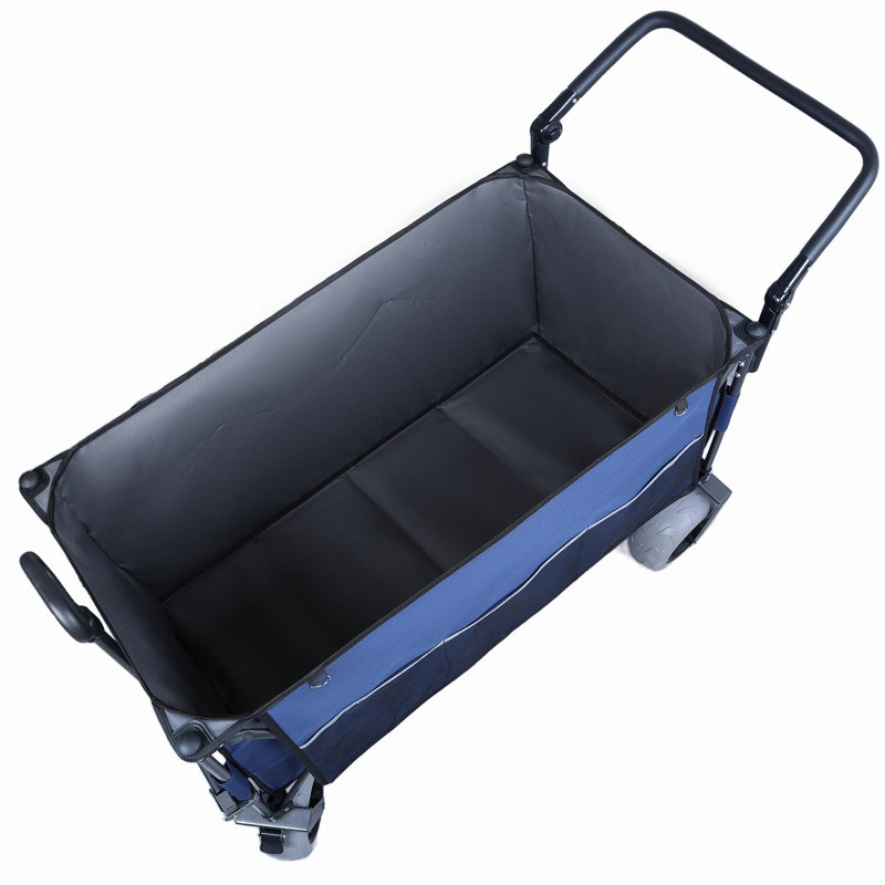 Chariot pliant multifonctionnel avec chariot pivotant et poussoir avec poignée rotative et pneus de plage de 9 po x 4 po pour le camping et la plage - 300 L très résistant, charge de 480 lb, grande capacité de transport, d'épicerie et d'utilisation à l'extérieur