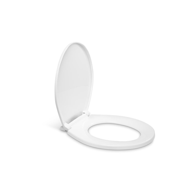 Round Toilet Seat and Lid, Safety Close, White