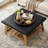 31.5-Inch Square Ottoman Coffee Table With Solid Wood Shelf Storage