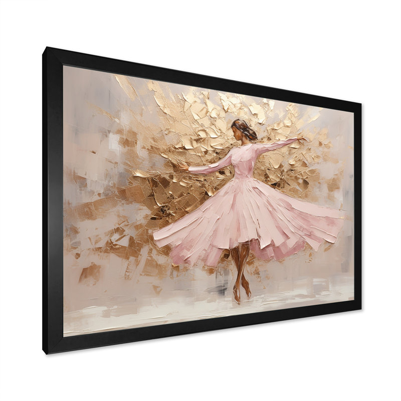 Danse verte et dorée I, Cadre simple noir, L 40 po x H 30 po x P 1,5 po