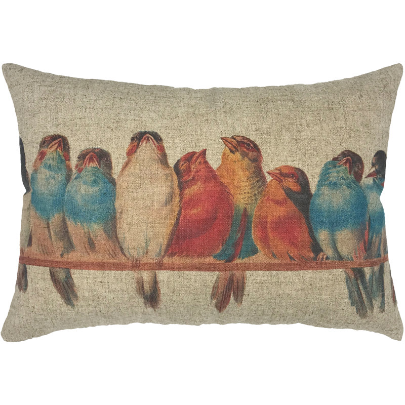  Birds Linen Lumbar Pillow