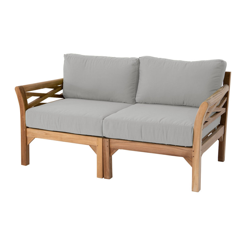 Monterey Teak Outdoor Loveseat with Sunbrella Cushions, Granite