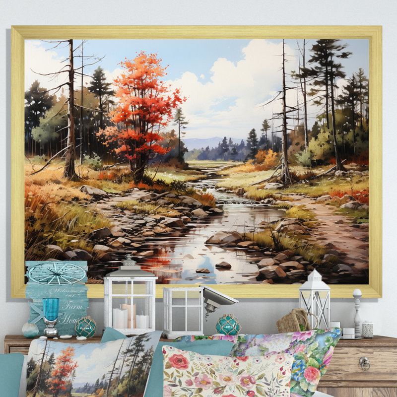 " Forest Adirondack Mountains ", H 16 po x l 32 po x P 1 po, Cadre doré à une seule photo