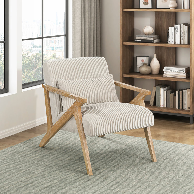 Chaise d'appoint rembourrée avec coussin, Beige
