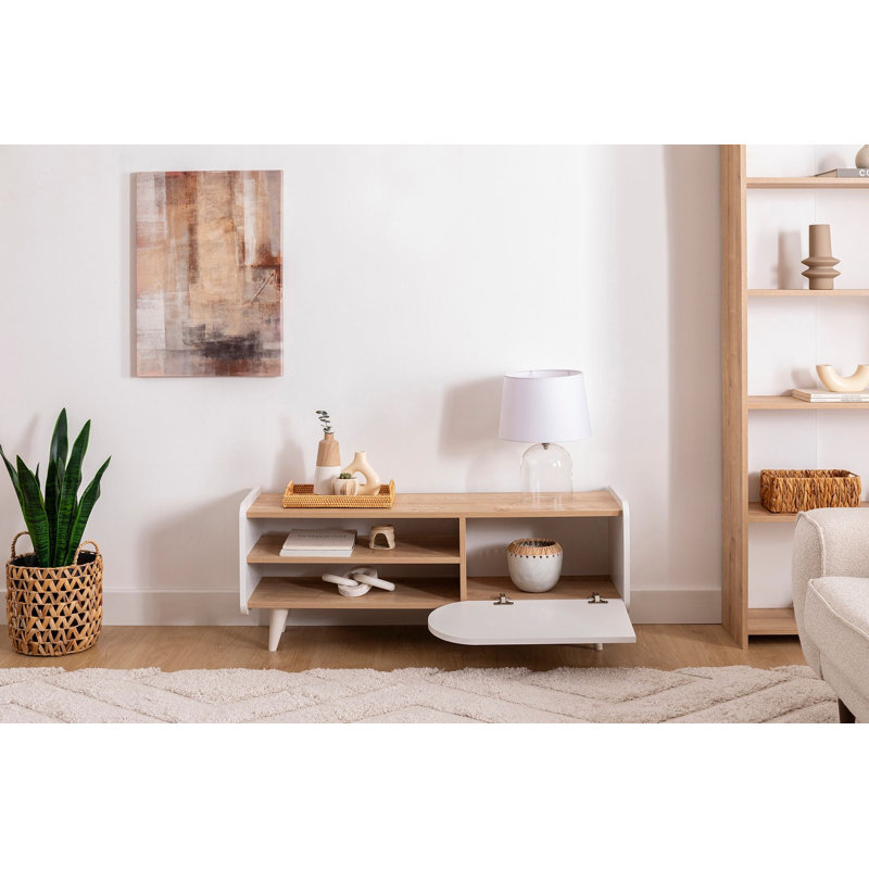 Stylish TV Stand, Sapphire & White, 47.2 x 15.7 x 17.7 inches | 100% Melamine Coated Particle Board, Thickness: 0.7 inches | Modern Design for Living Room & Entertainment Spaces, Durable & Elegant Storage Solution