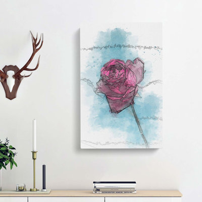 Fuscia Pink Dying Rose in Abstract - Wrapped Canvas