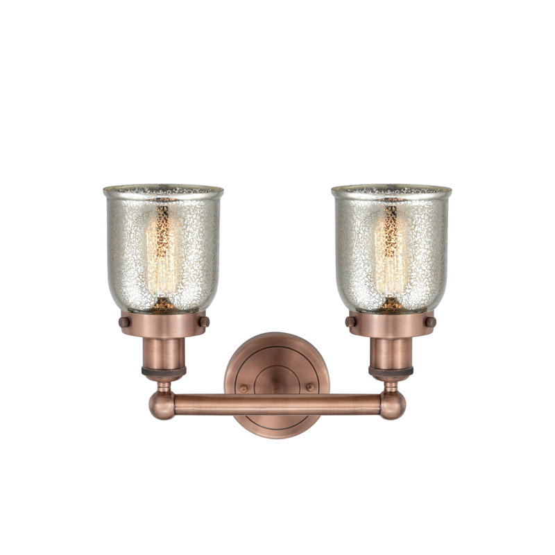 Éclairage pour meuble-lavabo à 2 lumières à intensité variable Corralitos, Cuivre antique, Argent mercuré plaqué