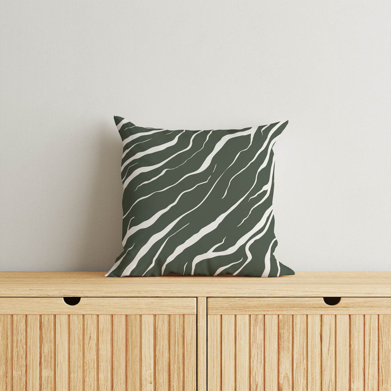 Coussin décoratif Lush Cracks, H 16 po x l 16 po, Chimichurri / rayé vert