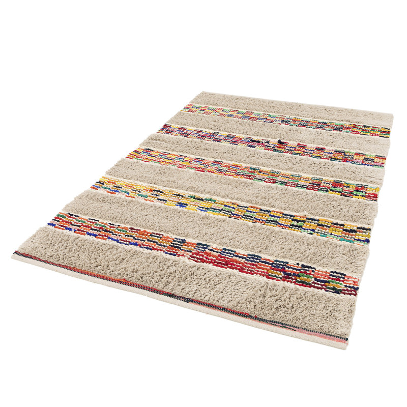 Yoselin Striped Cotton Area Rug, Rectangle 120cm x 170cm