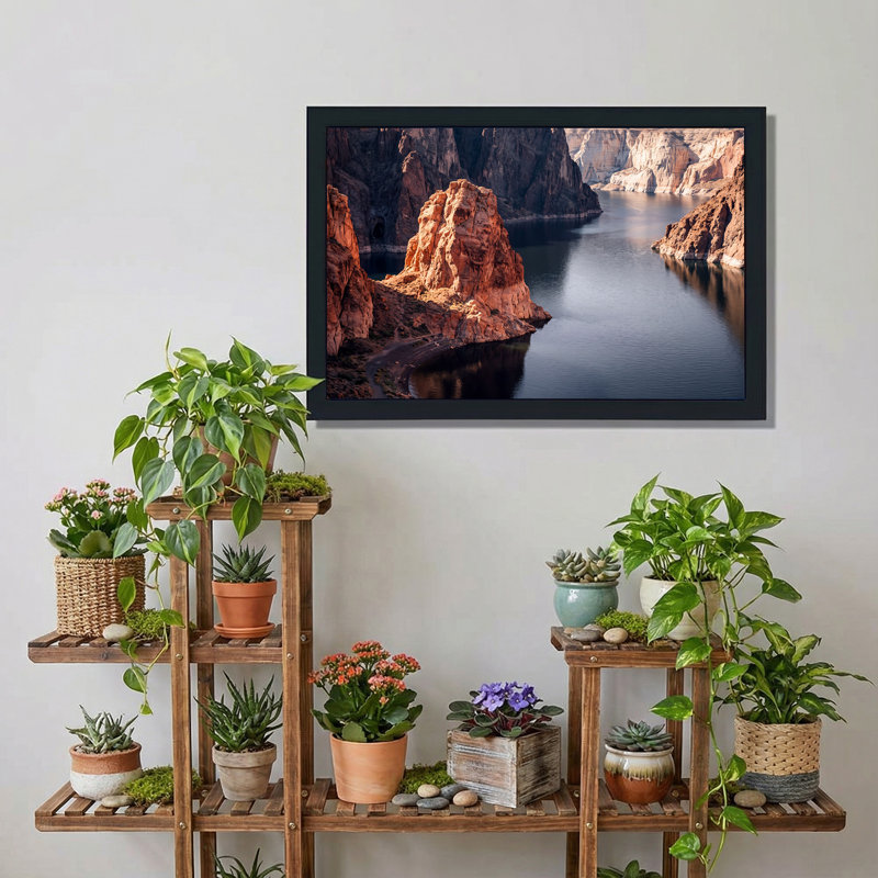 Tableau sur toile représentant les falaises de Red Rock Canyon émergeant des eaux profondes., H 12 po x l 18 po