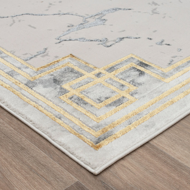 Monaco Series Abrstract Black/Gray/Ivory/Beige Area Rug, Rectangle 5'3" x 7'3"