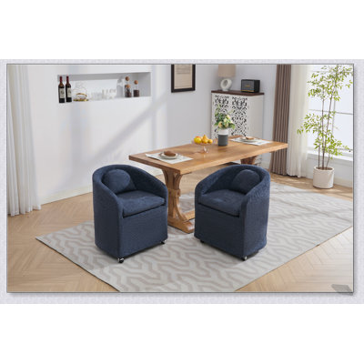 Fauteuil de salle à manger en chenille avec coussin de dossier et roues universelles pour plus de confort et de commodité