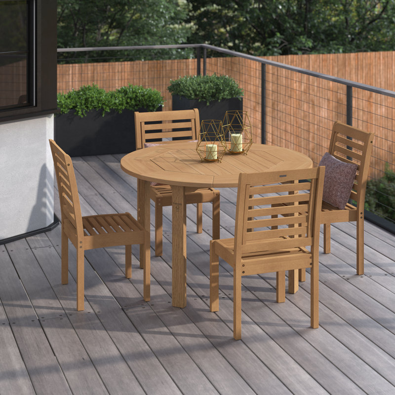 Anautica 4 - Person Wood Patio Dining Set with Round Table